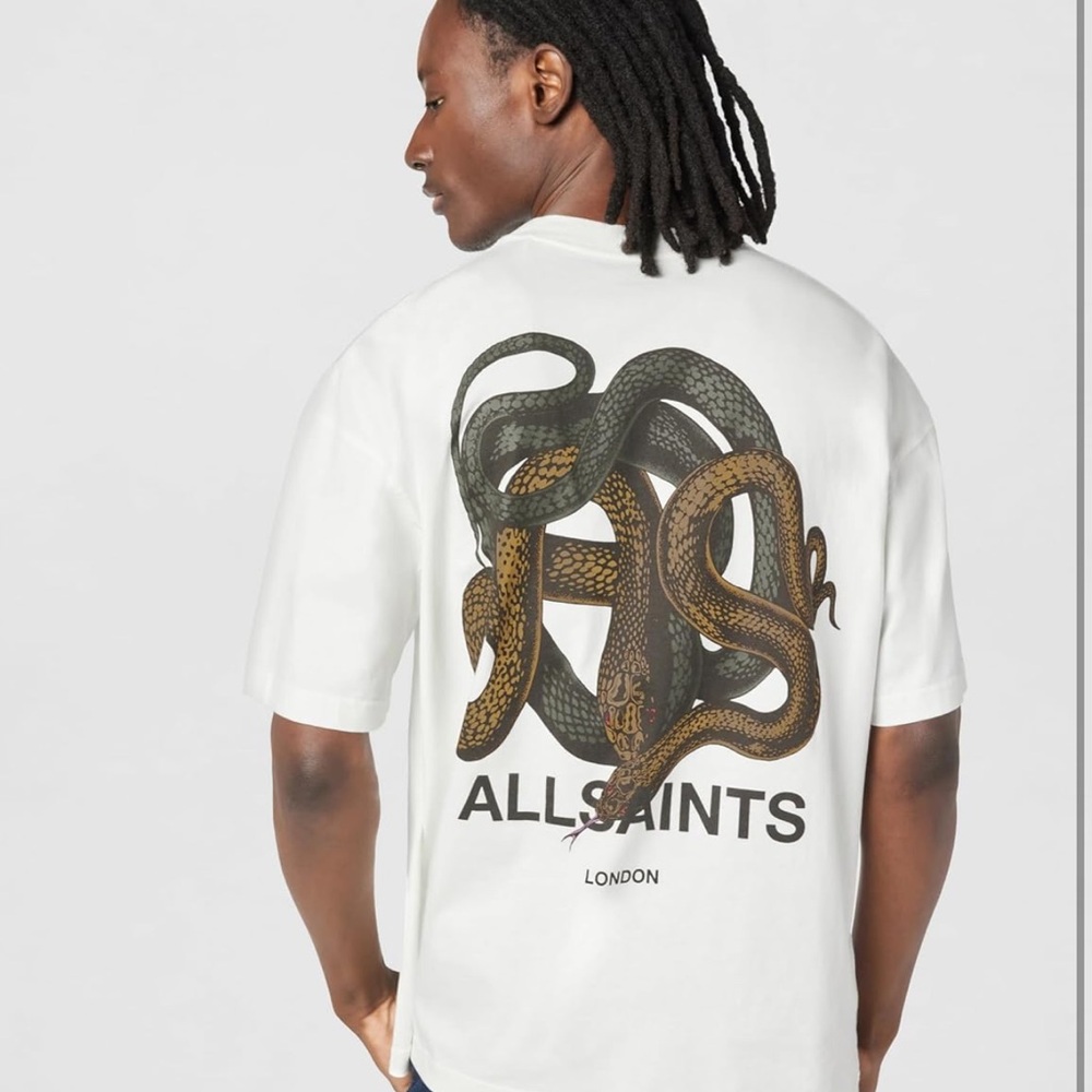 All Saints White and Brown Graphic Tee